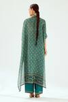 Shop_Rajdeep Ranawat_Green Silk Geometric Bias Cowl Neck Montijo Kaftan Tunic _at_Aza_Fashions