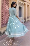 Shop_POMCHA JAIPUR_Blue Anarkali And Pant Cotton & Dupatta Soft Net Embroidery & Mahnoor Set _at_Aza_Fashions