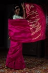 Shop_Kasturi Kundal_Fuchsia Pure Silk Geometric Motifs Akriti Saree _at_Aza_Fashions