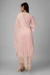 Shop_Shrutkirti_Pink Cotton Chanderi Embroidery Chikankari V Neck Flower Vine Kurta Set _at_Aza_Fashions