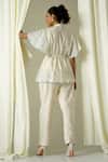Shop_Sakshi Khetterpal_Ivory Chanderi Embroidery Bandeau Neck Top And Pant Set _at_Aza_Fashions