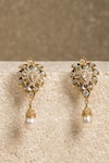 Shop_Tarun Tahiliani_Ivory Fresh Water Pearls Rock Crystal Long Earrings _at_Aza_Fashions