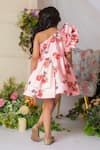 Shop_Lil Angels_Peach Silk Floral Pattern Dress _at_Aza_Fashions