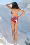 Shop_Tizzi_Red Wonder Fabric 80% Printed Floral Sweetheart Twisted Bikini Set  _at_Aza_Fashions