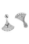 Shop_Sangeeta Boochra_Silver Plated Saba Triangle Shaped Earrings _at_Aza_Fashions