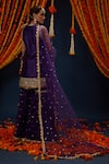 Shop_Preeti S Kapoor_Purple Silk, Net Gota Patti Round Neck Embroidered Kurta Gharara Set _at_Aza_Fashions