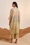 Shop_Cord_Beige Linen Printed Impression Jacket Shawl Collar Peru And Pant Set _at_Aza_Fashions