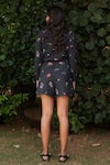 Shop_Ode To Odd_Black Printed Floral Collared Neck Shirt And Shorts Set _at_Aza_Fashions