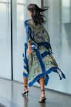 Shop_Leh Studios_Blue Viscose, Crepe Bandeau Neck Printed Kite Kimono Top _at_Aza_Fashions