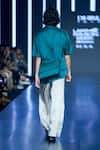 Shop_Dhruv Vaish_Grey Viscose Satin Pleated Flared Trouser  _at_Aza_Fashions