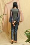 Shop_Chambray & Co._Blue Zari Woven Chanderi Embroidered Hand Applique Round Top And Pant Set _at_Aza_Fashions