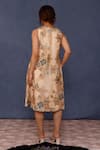 Shop_Chokhi Chorri_Beige Handwoven Silk Print Moroccan Tile Round Neck Arsia Dress _at_Aza_Fashions