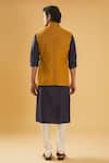 Shop_Raghavendra Rathore Blue_Yellow Jacquard Mustard Self Design Nehru Jacket _at_Aza_Fashions
