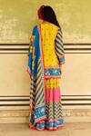 Shop_Swati Vijaivargie_Blue Silk Hand Embroidered Chevron Laila Dupatta _at_Aza_Fashions