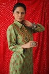Shop_Shachi Sood_Green Dupion Silk And Embroidery Floral Shirt & Pant Set _at_Aza_Fashions