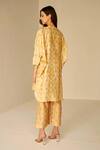 Shop_Betrue_Beige Chanderi Silk Tie And Dye Shibori Notched Placket Embroidered Top & Pant Set _at_Aza_Fashions