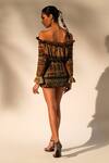 Shop_Nikita Mhaisalkar_Green Georgette Sequins Aztec Print Mini Skirt _at_Aza_Fashions