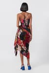 Shop_Saaksha & Kinni_Black Chiffon / Cotton Silk / Satin Printed Abstract Floral Draped Dress _at_Aza_Fashions