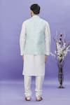 Shop_Arihant Rai Sinha_Blue Bundi Jacquard Banarasi Silk Floral Pattern And Kurta Set _at_Aza_Fashions