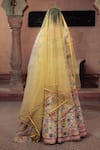 Shop_Show Shaa_Ivory Raw Embroidery Sequin Leaf Neck Floral Bridal Lehenga Set _at_Aza_Fashions