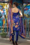 Shop_Irrau By Samir Mantri_Blue Chiffon Beads, Sequins, Embroidery Scoop Blooming Flower Print Kurta Set _at_Aza_Fashions