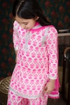 Shop_The Pony & Peony Co._Pink Cotton Printed Floral Kurta Set _at_Aza_Fashions