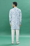 Shop_Spring Break_Blue Denim, Cotton Mirrors Tropical Print Kurta With Churidar_at_Aza_Fashions