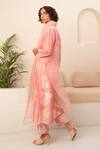 Shop_Arcvsh By Pallavi Singh_Pink Organza, Chanderi Lace, Floral Bloom Print Double Layered Kurta Set _at_Aza_Fashions