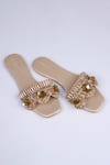 Shop_THE EPISODE_Gold Beads And Swarovski Work Tender Love Embellished Flats _at_Aza_Fashions