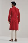 Shop Shreyansh Designs Red Cotton Linen Round Mandarin Collar Kurta at Aza Fashions Shop_Shreyansh Designs_Red Cotton Linen Round Mandarin Collar Kurta _at_Aza_Fashions