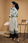 Shop_Soup By Sougat Paul_White Bandeau Neck Palm Bay Printed Top And Flared Pant Set _at_Aza_Fashions