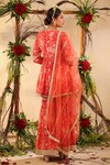 BAIRAAS_Red Muslin Printed And Embroidered Floral Surplice Neck Kurta Sharara Set_Online_at_Aza_Fashions