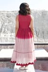 Shop_The Loom Art_Pink Handwoven Chanderi Silk Embroidered Ombre A-line Tiered Dress  _at_Aza_Fashions