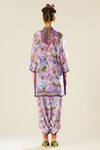 Shop_Rajdeep Ranawat_Purple Silk Printed Flower Band Collar Reza Kurta  _at_Aza_Fashions