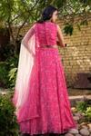 Shop_suruchi parakh_Pink Georgette Print Floral V Neck Vintage Lehenga Set_at_Aza_Fashions
