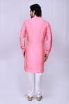Shop_Arihant Rai Sinha_Pink Art Silk Plain Asymmetric Kurta Set_at_Aza_Fashions