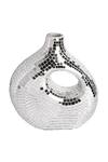 Shop_H2h_Silver Mirror, Paper Mache Asymmetrical Curved Vase_at_Aza_Fashions
