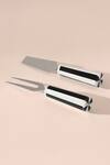 Shop_Table Manners_Black Ss/bone On Your Stripes Cheese Knives Set_at_Aza_Fashions