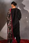 Shop_Jyoti Sachdev Iyer_Black Silk, Velvet, Organza Embroidery, Sequins Split Pleated Kurta Salwar Set _at_Aza_Fashions