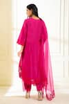 Shop_Omana By Ranjana Bothra_Pink Chanderi, Organza Applique, Cut Shahin Placement Embroidered Kurta Set _at_Aza_Fashions
