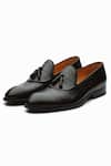 Shop_dapper Shoes_Black Crocodile Embossed Tassel Loafers _at_Aza_Fashions