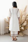Shop_Seeaash_Ivory Cotton Printed Aztec V Neck Border A-line Kurta And Pant Set_at_Aza_Fashions