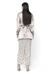 Shop_Rohit Gandhi + Rahul Khanna_Silver Satin Embellished Florin Cutwork Skirt _at_Aza_Fashions