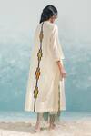 Shop_Ikai by Ragini Ahuja_Ivory Cotton Silk Chanderi Applique Round Nile Multi A-line Kurta  _at_Aza_Fashions