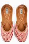 Shop_Miar Designs_Pink Sequin Coin Sasha Checkered Embroidered Juttis _at_Aza_Fashions