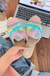 Shop_Jutti Express_Multi Color Embroidered Frill Mules _at_Aza_Fashions