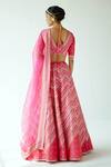 Shop_Priyal Prakash_Pink Silk, Organza Sequins, Zari V-neck Chevron Embroidered Bridal Lehenga Set _at_Aza_Fashions
