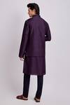 Shop_BUBBER COUTURE_Wine Flat Raw Silk Printed Diametric Geometric Bundi _at_Aza_Fashions