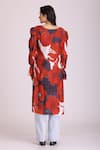 Shop Alpona Designs By Soham Acharya Red Cotton Silk Hibiscus Notched Print Puff Sleeve Dress at Aza Fashions Shop_Alpona Designs By Soham Acharya_Red Cotton Silk Hibiscus Notched Print Puff Sleeve Dress _at_Aza_Fashions