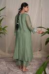 Shop_Pants And Pajamas_Green Cotton Silk Embroidery Sequin Candy Stick Moss Pant_at_Aza_Fashions
